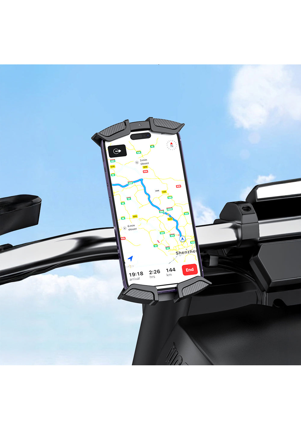 Recci RHO-C33 360° Derece Dönebilen Ayarlanabilir Motosiklet ve Bisiklet Telefon Tutucu