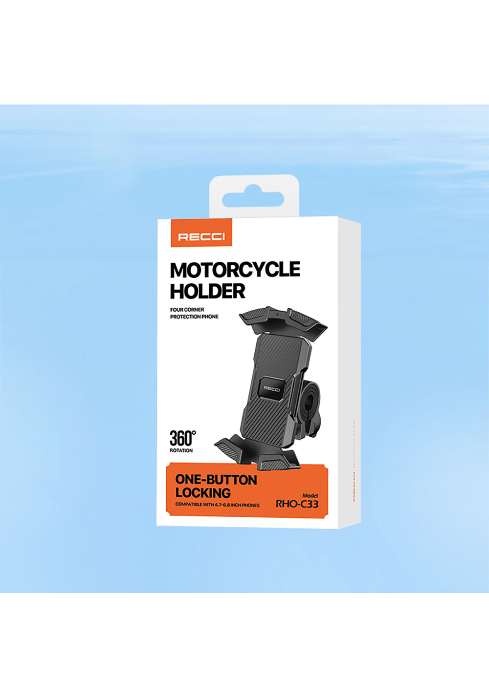 Recci RHO-C33 360° Derece Dönebilen Ayarlanabilir Motosiklet ve Bisiklet Telefon Tutucu