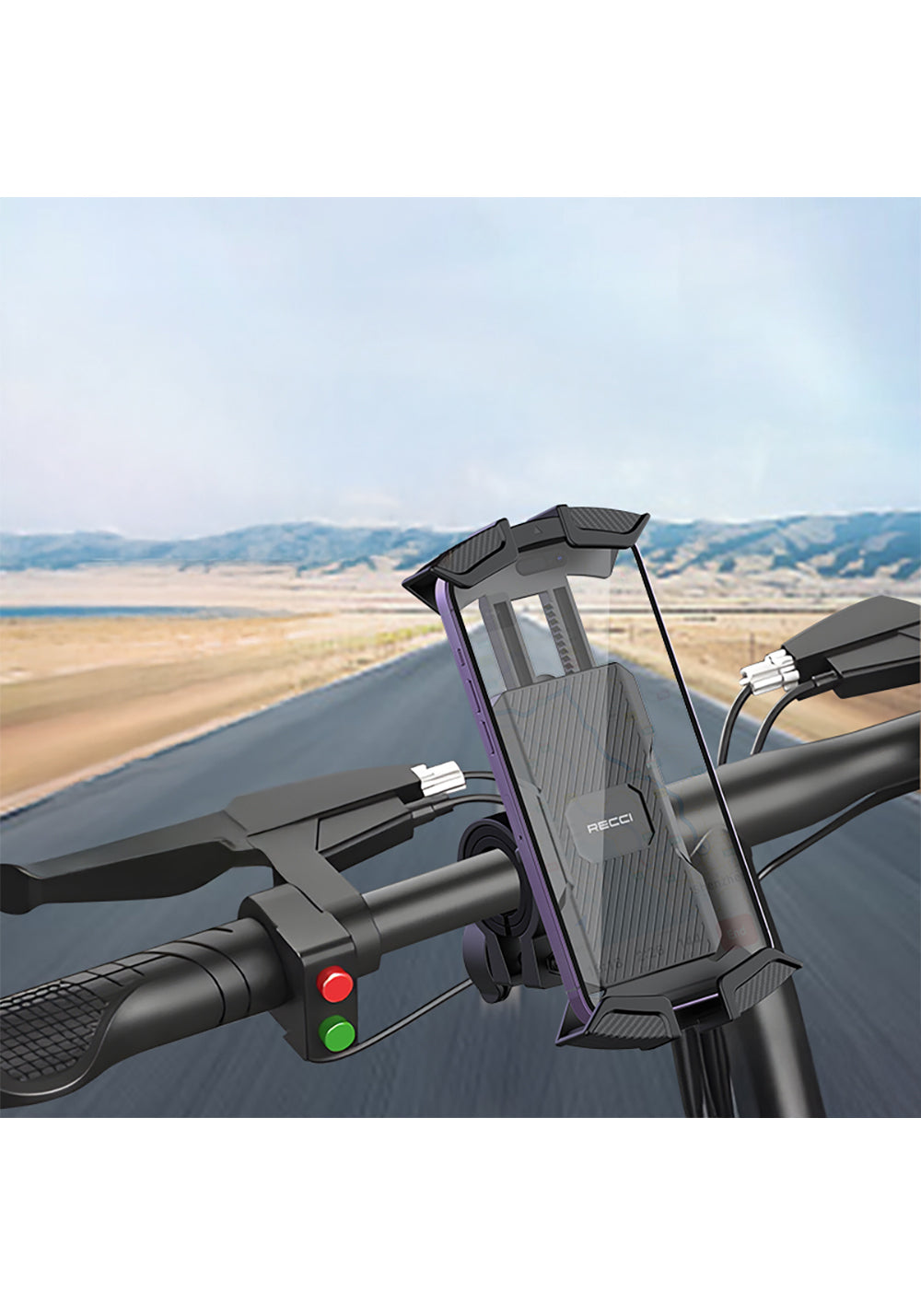 Recci RHO-C33 360° Derece Dönebilen Ayarlanabilir Motosiklet ve Bisiklet Telefon Tutucu