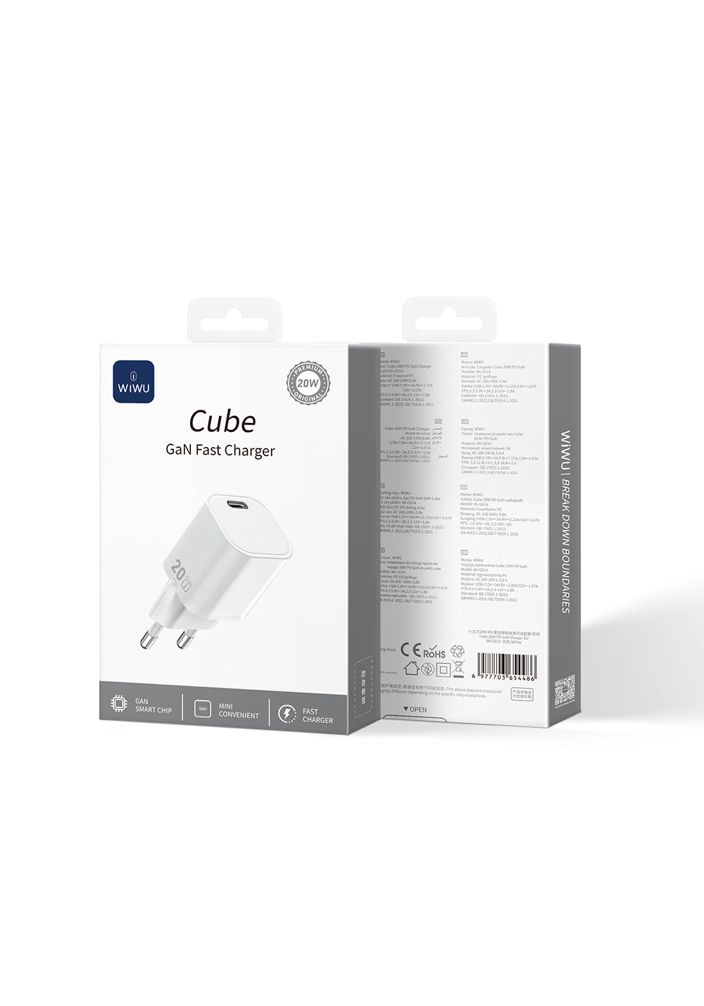 Wiwu Wi-G014 Cube Serisi GaN Tech PD Hızlı Şarj Özellikli Mini Şarj Başlığı 20W