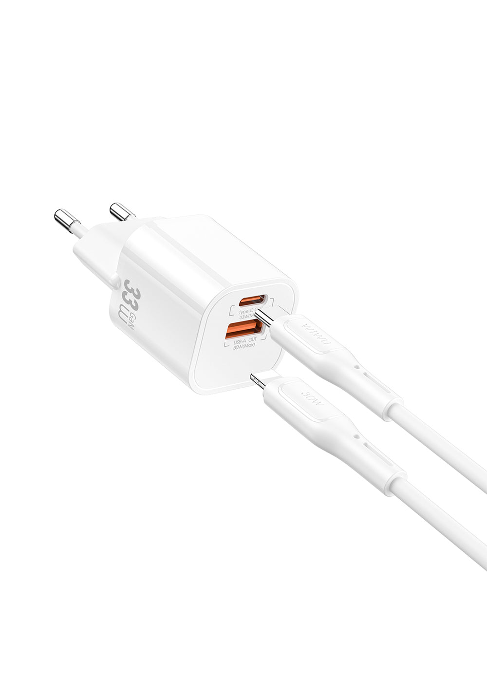 Wiwu Wi-G018 Cube Serisi Type-C to Lightning GaN Tech PD Hızlı Şarj Özellikli Kablolu Şarj Seti 33W