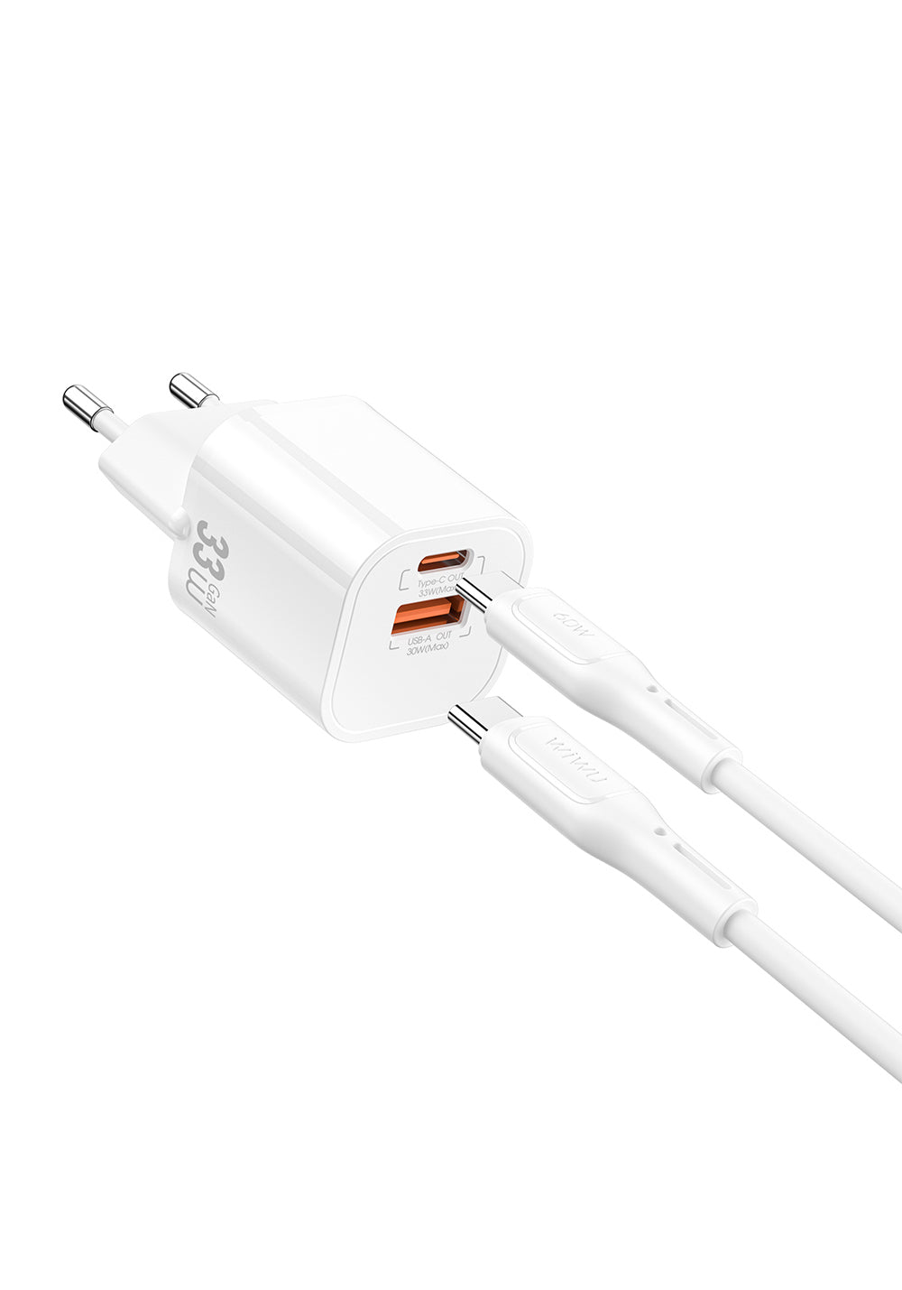 Wiwu Wi-G018 Cube Serisi Type-C to Type-C GaN Tech PD Hızlı Şarj Özellikli Kablolu Şarj Seti 33W