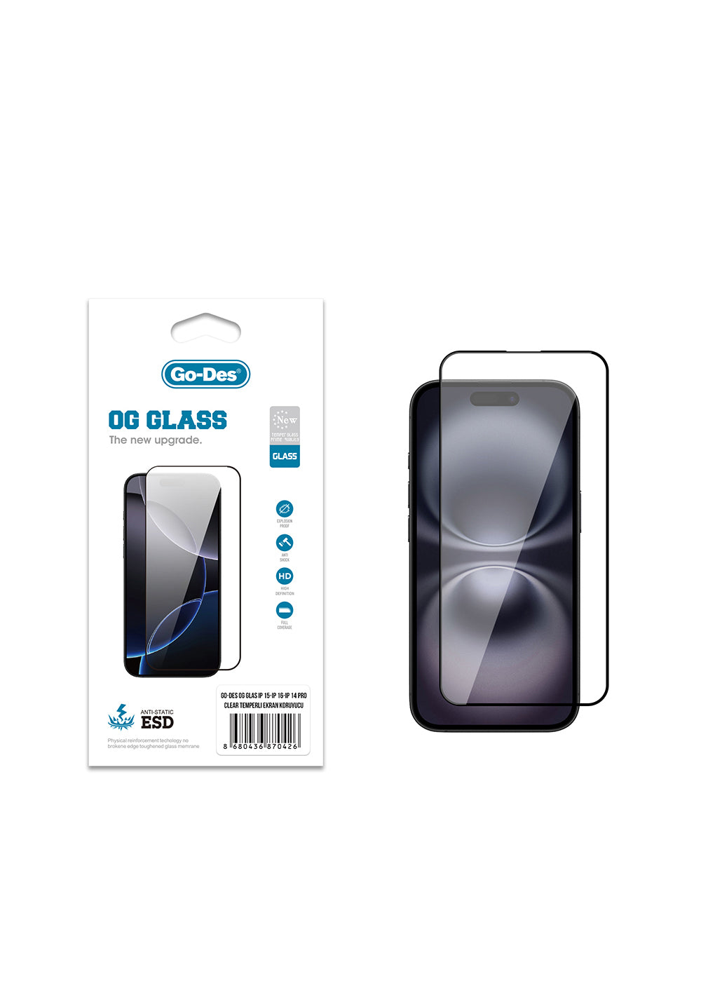 Apple iPhone 16 Go Des OG Glass Antistatik Temperli Cam Ekran Koruyucu
