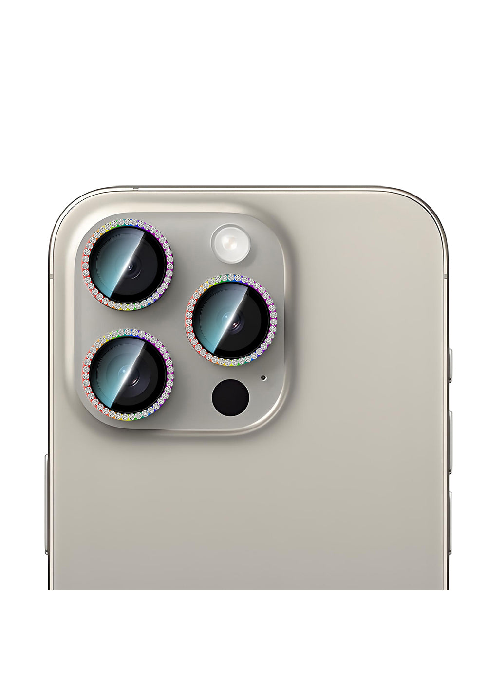 Apple iPhone 15 Pro Max CaseWorld Alloy Sparkling Diamond Serisi Taşlı Lens Koruyucu