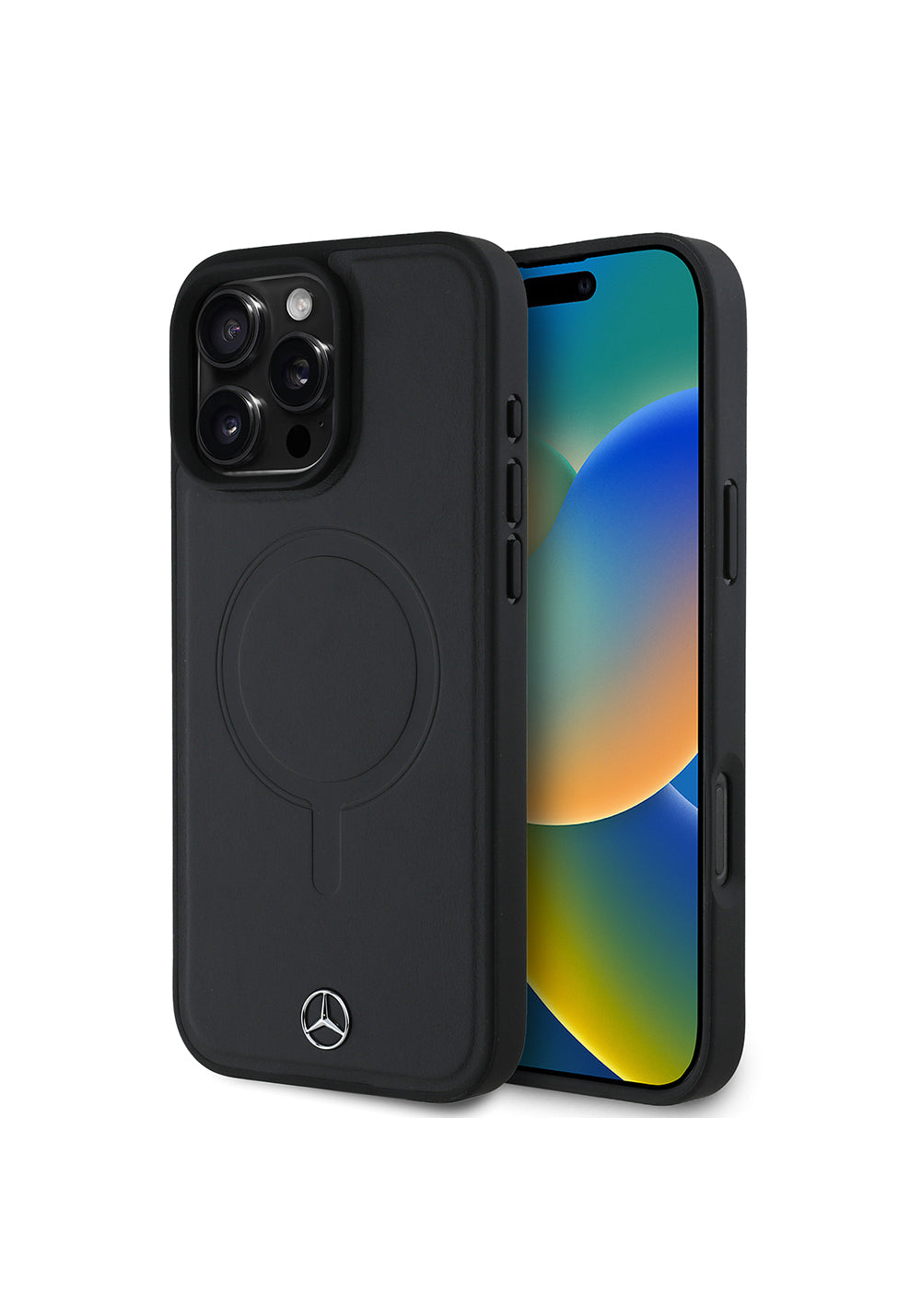 Apple iPhone 16 Pro Max Kılıf Mercedes Benz Orijinal Lisanslı Manyetik Şarj Uyumlu Metal Yıldız Logolu Sade Pürüzsüz Deri Kapak