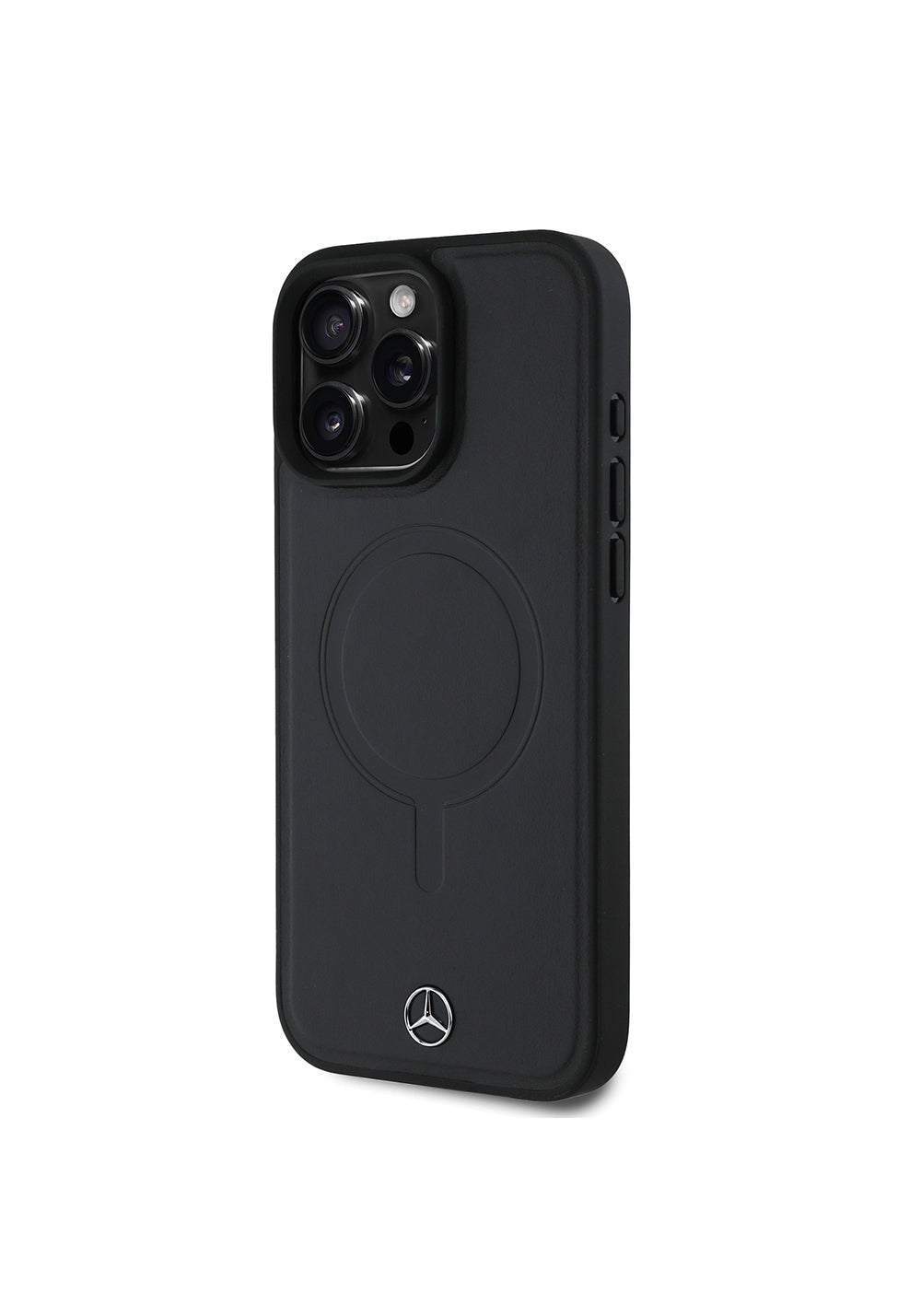 Apple iPhone 16 Pro Max Kılıf Mercedes Benz Orijinal Lisanslı Manyetik Şarj Uyumlu Metal Yıldız Logolu Sade Pürüzsüz Deri Kapak