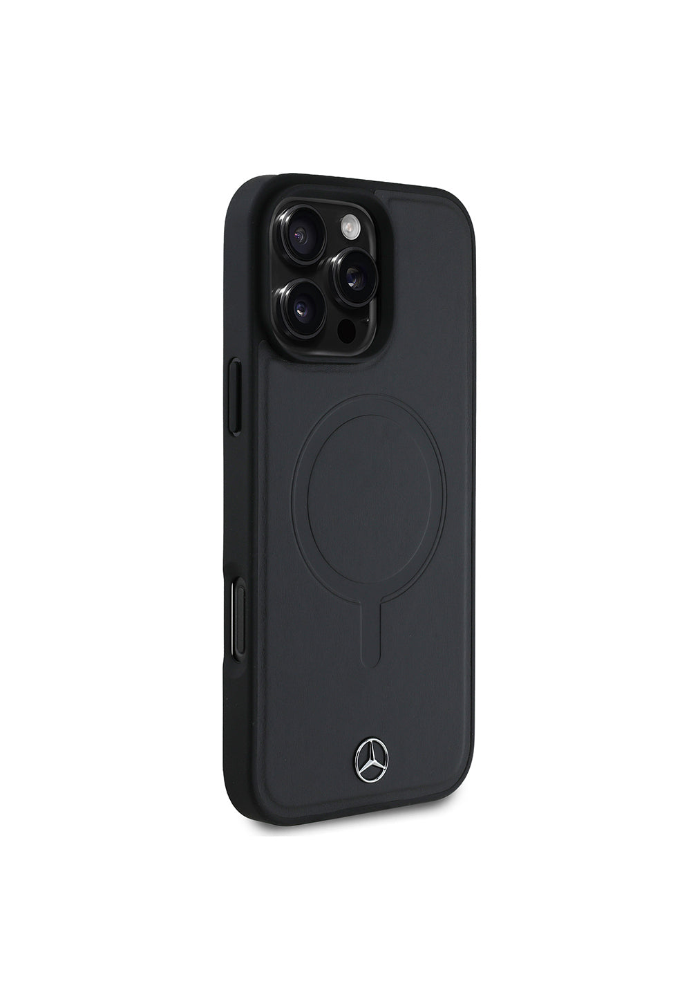 Apple iPhone 16 Pro Max Kılıf Mercedes Benz Orijinal Lisanslı Manyetik Şarj Uyumlu Metal Yıldız Logolu Sade Pürüzsüz Deri Kapak
