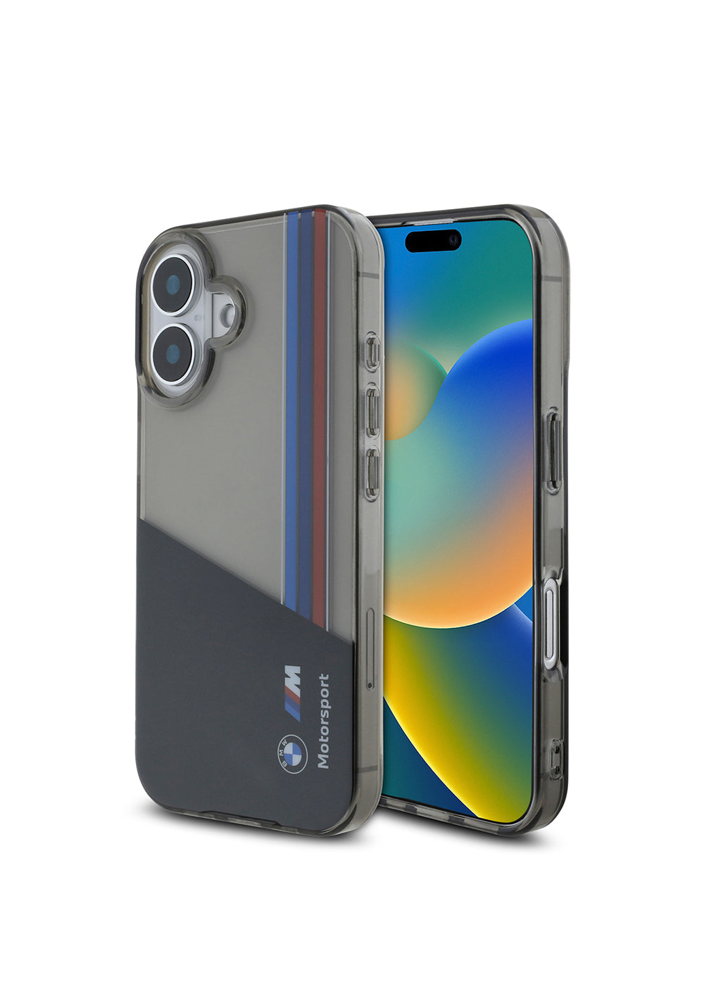 Apple iPhone 16 Kılıf BMW Orijinal Lisanslı Yarı Transparan M Dizayn Çizgili Kapak