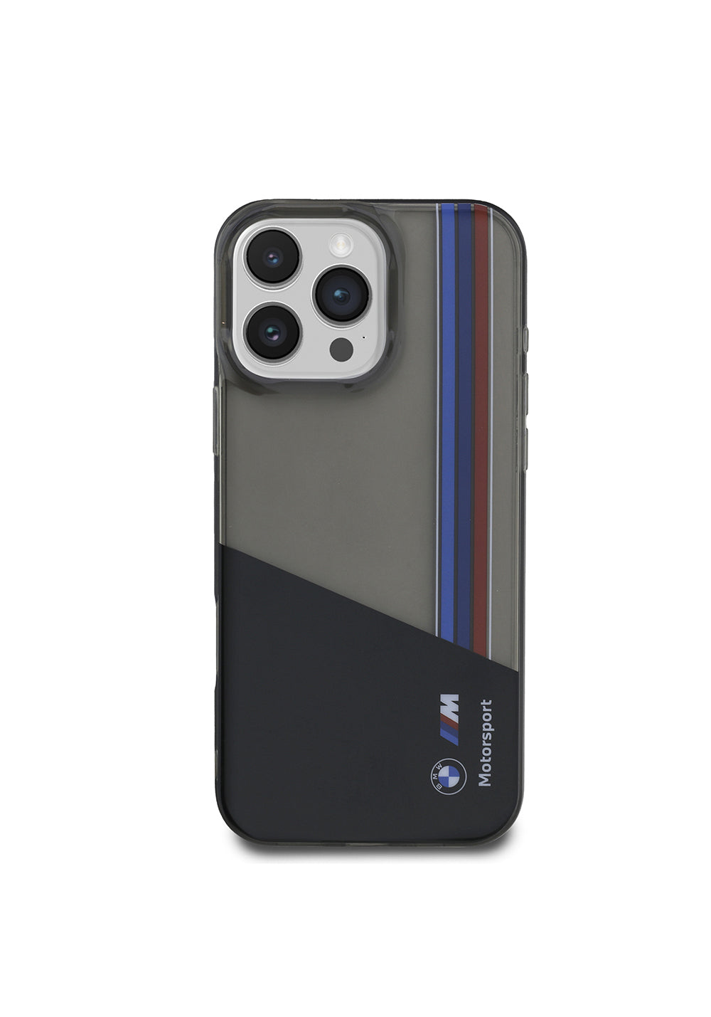Apple iPhone 16 Pro Max Kılıf BMW Orijinal Lisanslı Yarı Transparan M Dizayn Çizgili Kapak