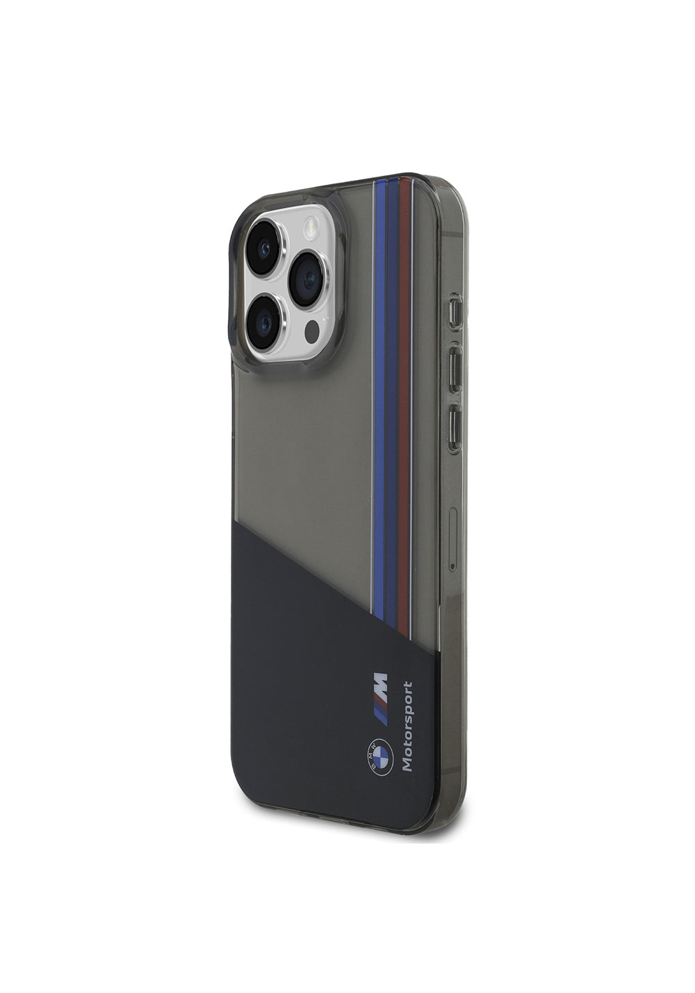 Apple iPhone 16 Pro Max Kılıf BMW Orijinal Lisanslı Yarı Transparan M Dizayn Çizgili Kapak