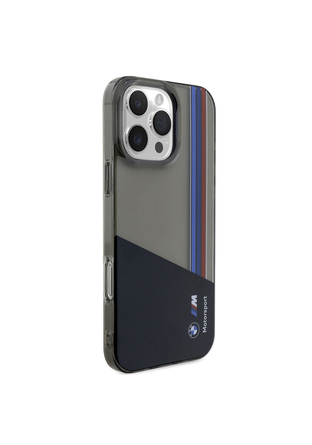 Apple iPhone 16 Pro Max Kılıf BMW Orijinal Lisanslı Yarı Transparan M Dizayn Çizgili Kapak