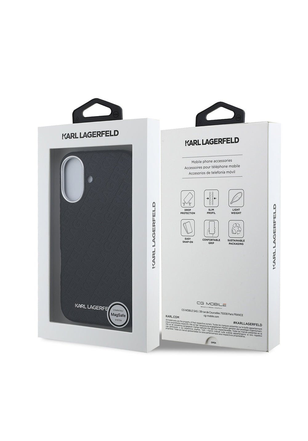 Apple iPhone 16 Kılıf Karl Lagerfeld Orijinal Lisanslı PU Deri Damgalı Metal Yazı Logolu Kapak