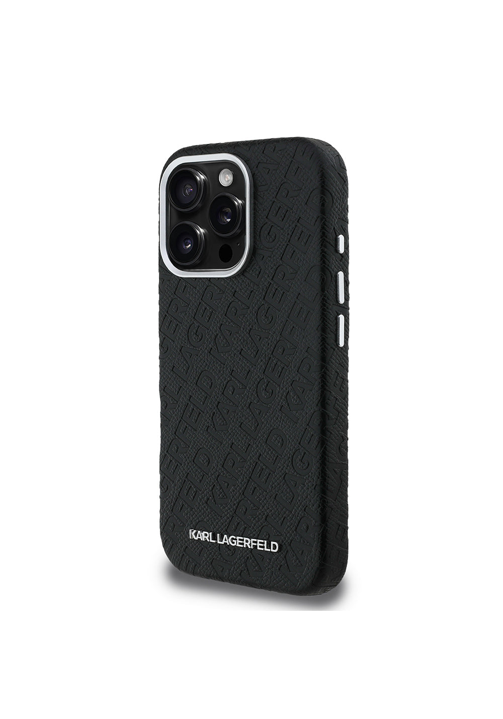 Apple iPhone 16 Pro Max Kılıf Karl Lagerfeld Orijinal Lisanslı PU Deri Damgalı Metal Yazı Logolu Kapak