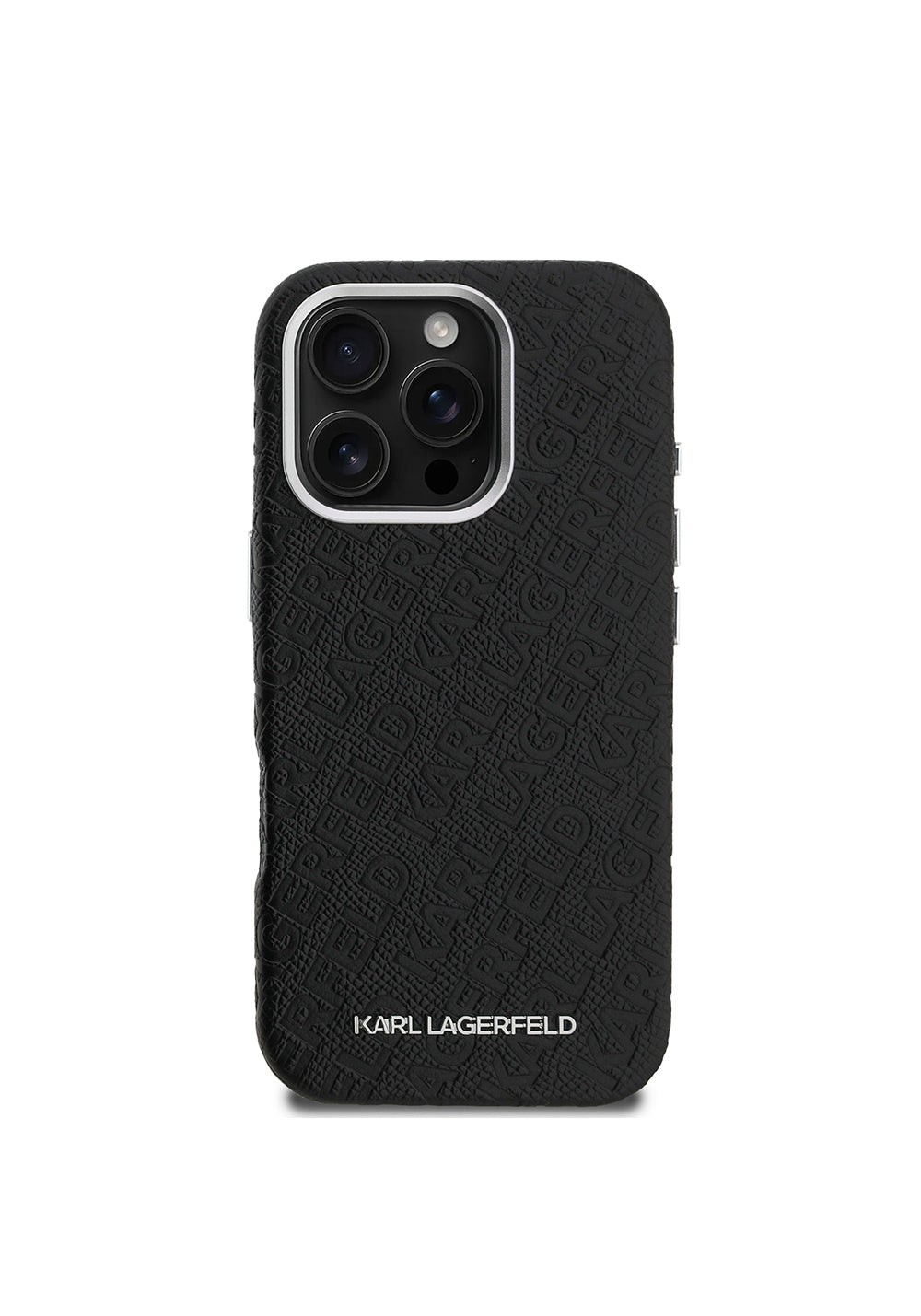 Apple iPhone 16 Pro Max Kılıf Karl Lagerfeld Orijinal Lisanslı PU Deri Damgalı Metal Yazı Logolu Kapak