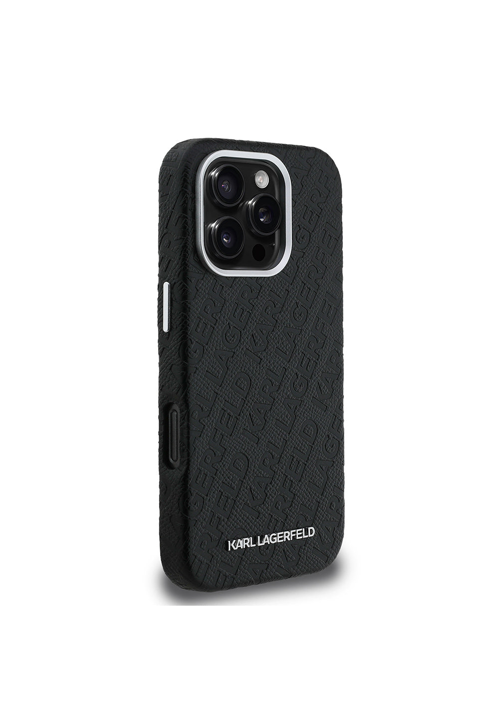 Apple iPhone 16 Pro Max Kılıf Karl Lagerfeld Orijinal Lisanslı PU Deri Damgalı Metal Yazı Logolu Kapak