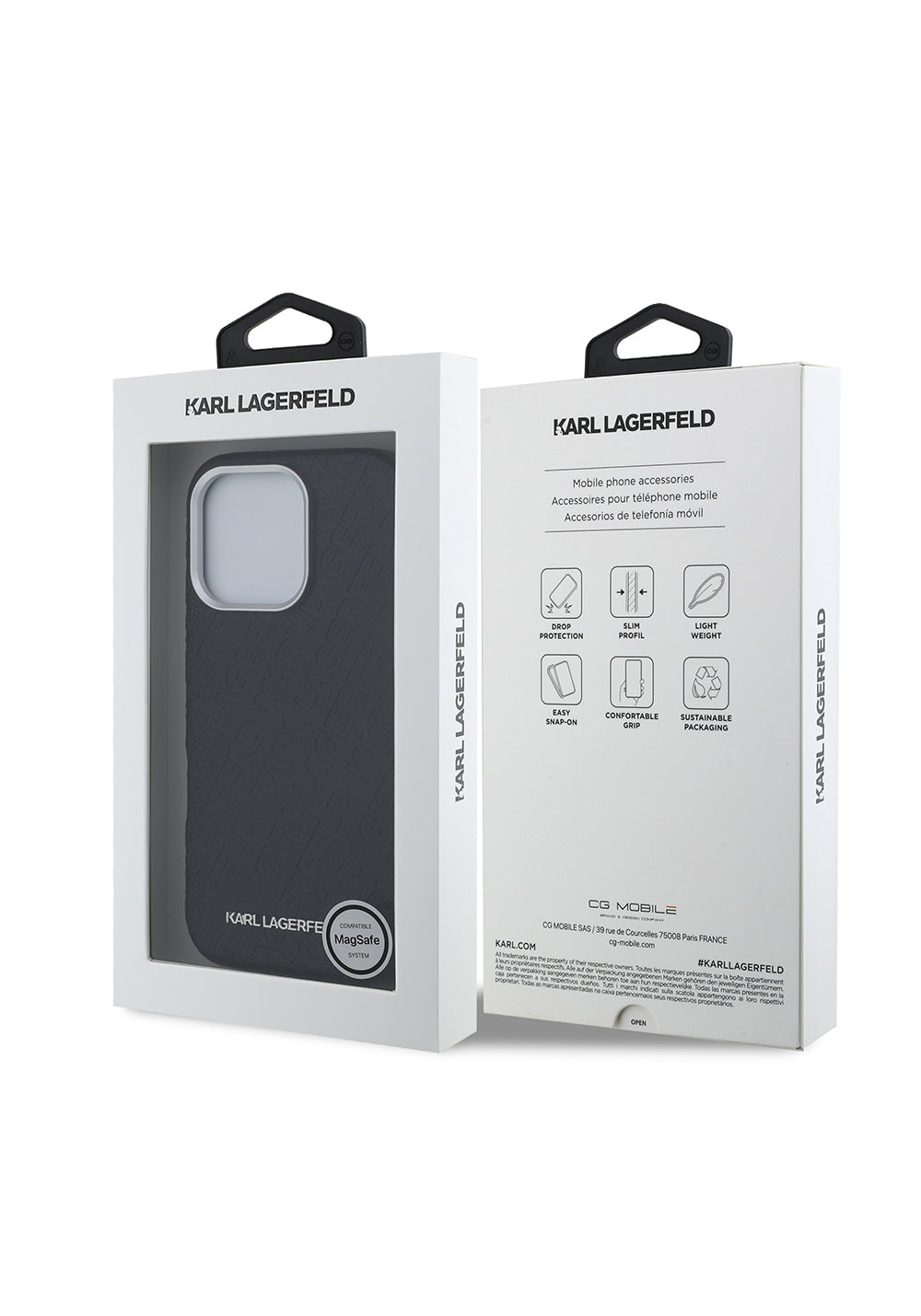 Apple iPhone 16 Pro Max Kılıf Karl Lagerfeld Orijinal Lisanslı PU Deri Damgalı Metal Yazı Logolu Kapak