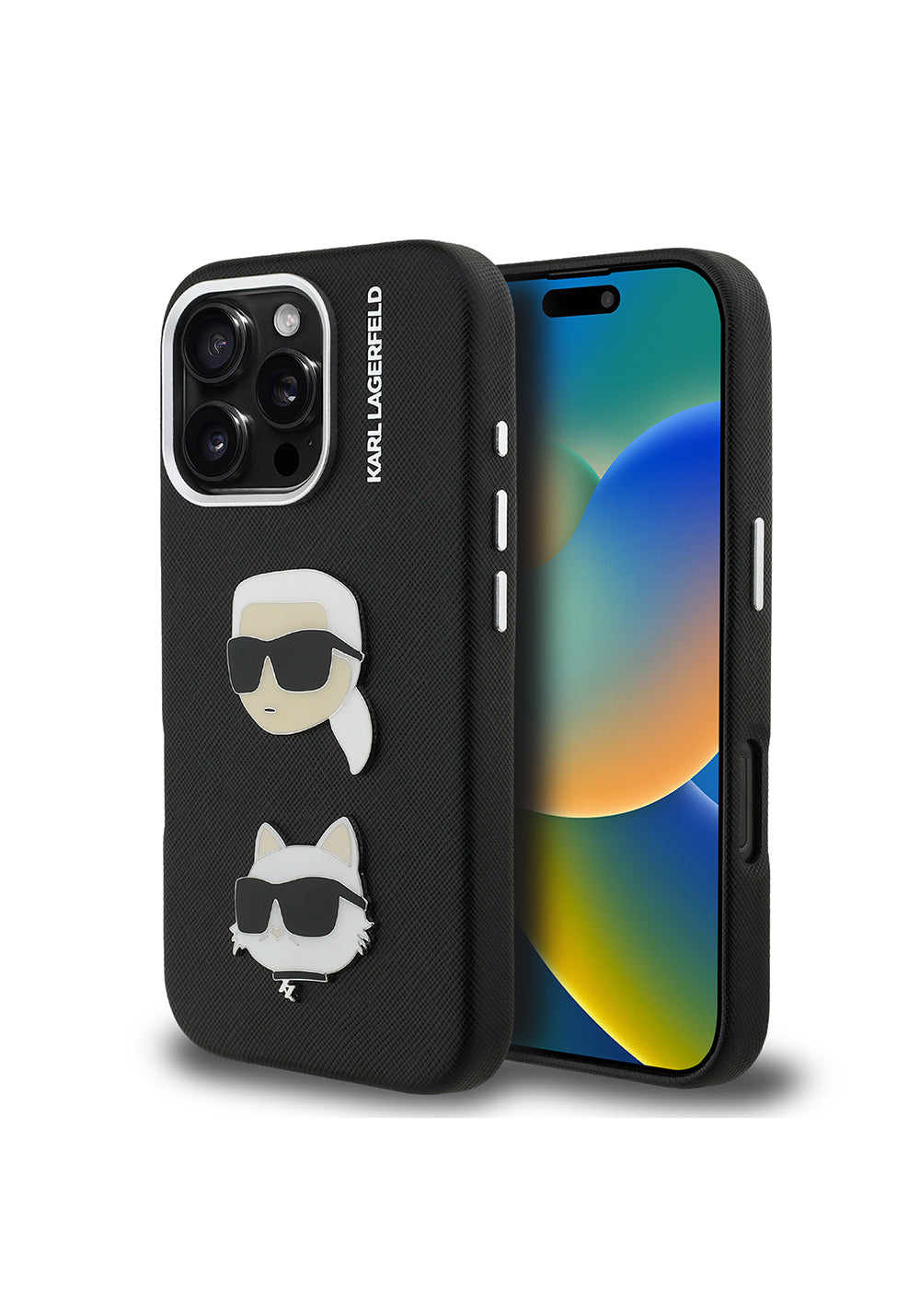 Apple iPhone 16 Pro Kılıf Karl Lagerfeld Orijinal Lisanslı K&C Heads Pin Kapak
