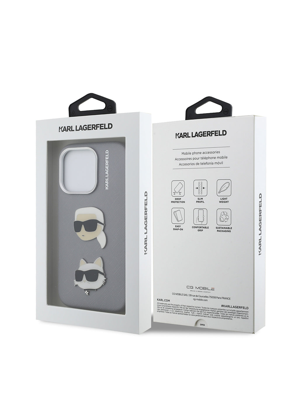 Apple iPhone 16 Pro Kılıf Karl Lagerfeld Orijinal Lisanslı K&C Heads Pin Kapak