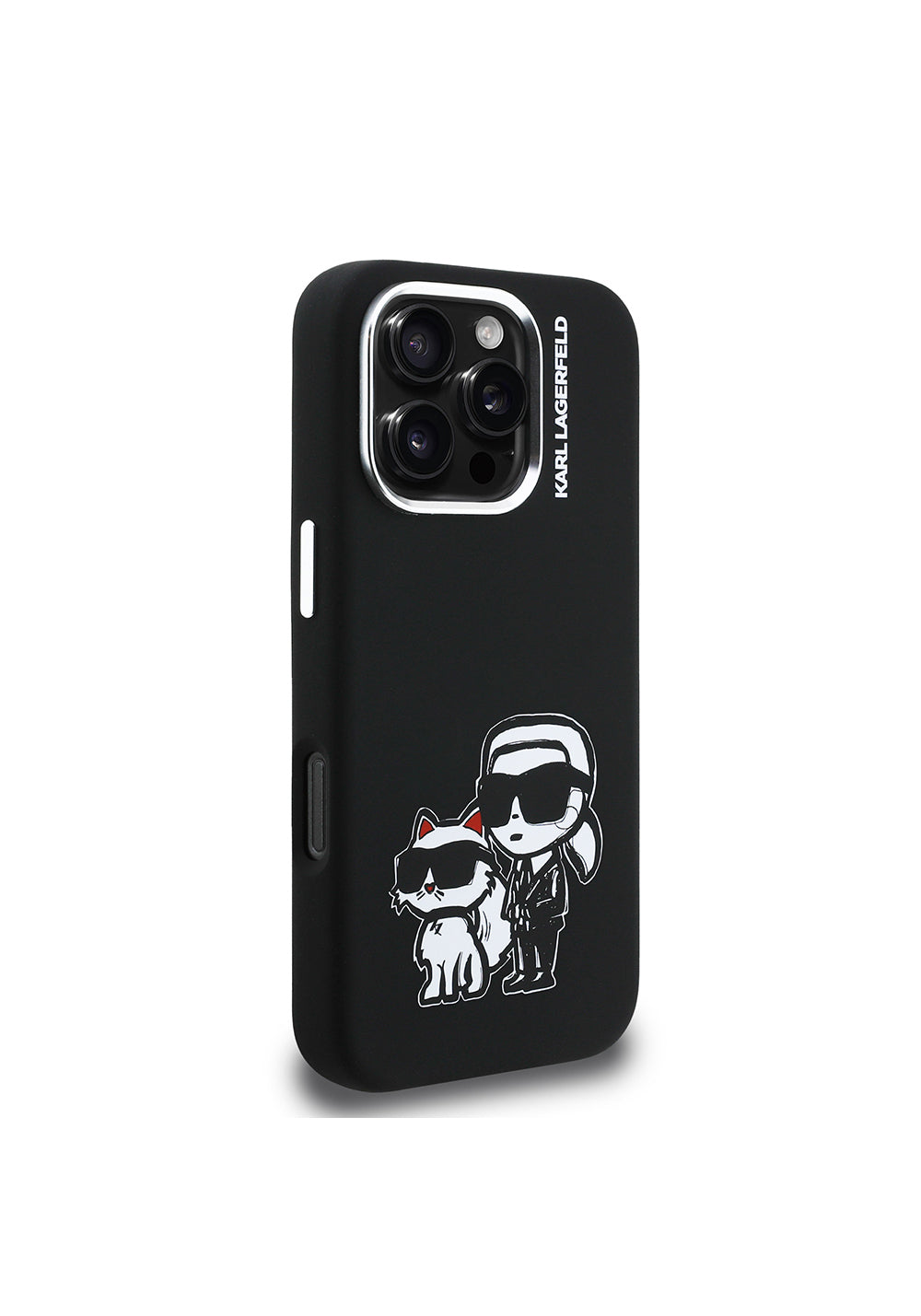 Apple iPhone 16 Pro Kılıf Karl Lagerfeld Orijinal Lisanslı Karl & Choupette Sketch Logo Sililkon Kapak