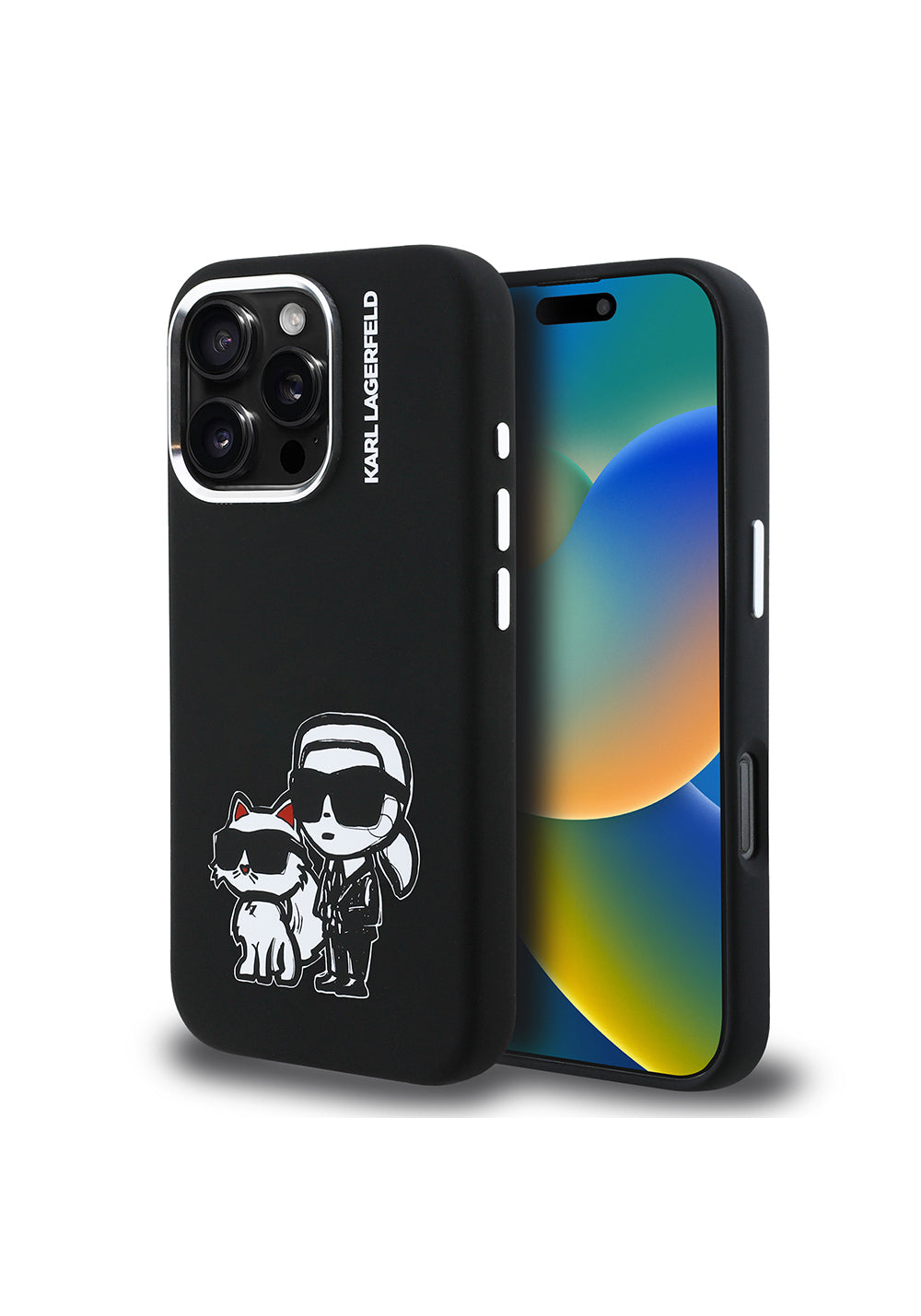 Apple iPhone 16 Pro Max Kılıf Karl Lagerfeld Orijinal Lisanslı Karl & Choupette Sketch Logo Sililkon Kapak