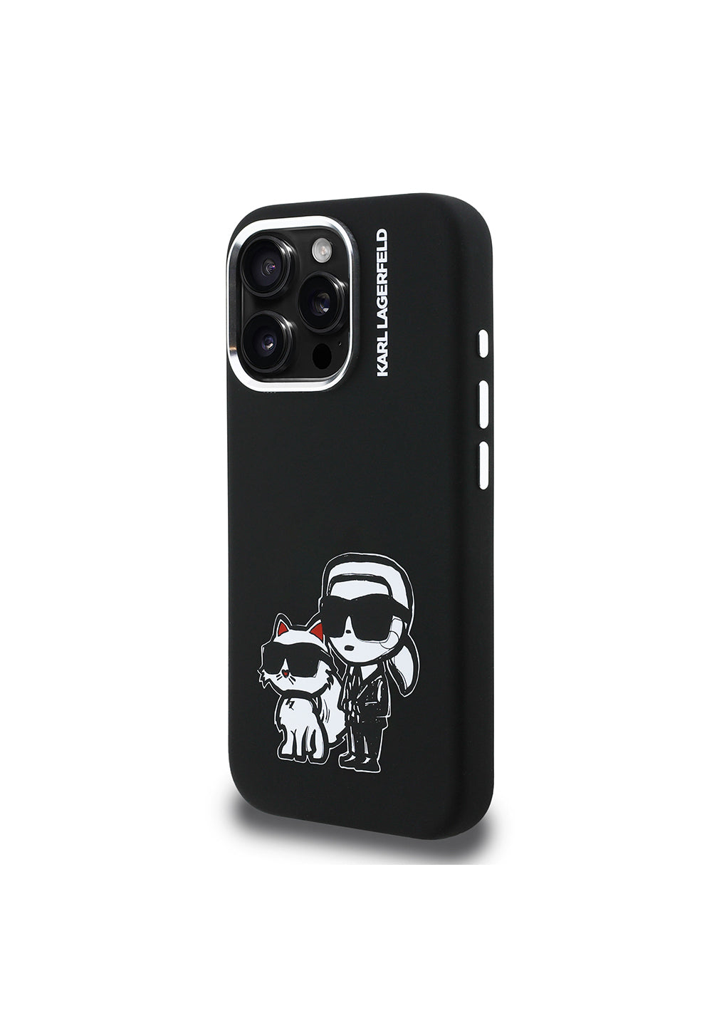 Apple iPhone 16 Pro Max Kılıf Karl Lagerfeld Orijinal Lisanslı Karl & Choupette Sketch Logo Sililkon Kapak