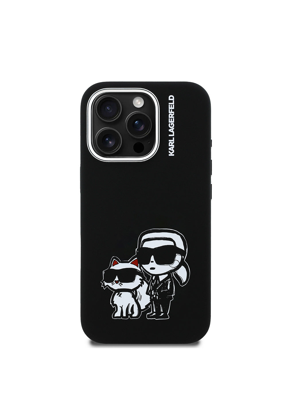 Apple iPhone 16 Pro Max Kılıf Karl Lagerfeld Orijinal Lisanslı Karl & Choupette Sketch Logo Sililkon Kapak