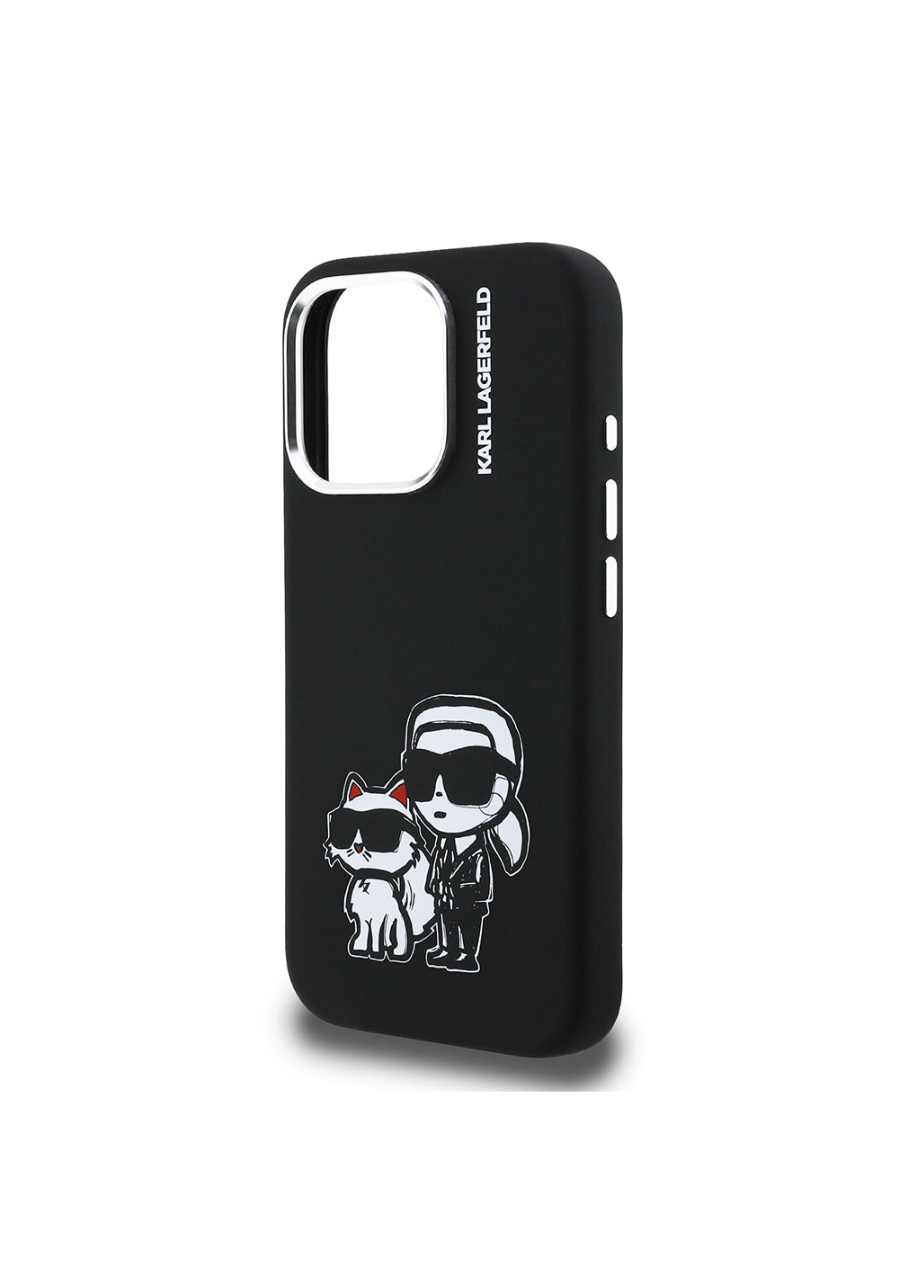 Apple iPhone 16 Pro Max Kılıf Karl Lagerfeld Orijinal Lisanslı Karl & Choupette Sketch Logo Sililkon Kapak