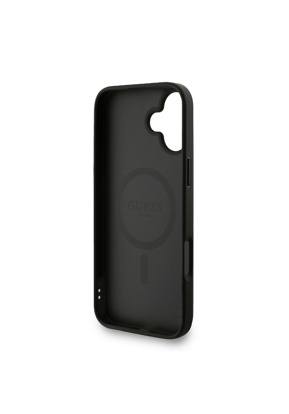 Apple iPhone 16 Plus Kılıf Guess Orijinal Lisanslı Manyetik Şarj Uyumlu PU Deri Bilek Askı İpli Yazı Logolu Kapak