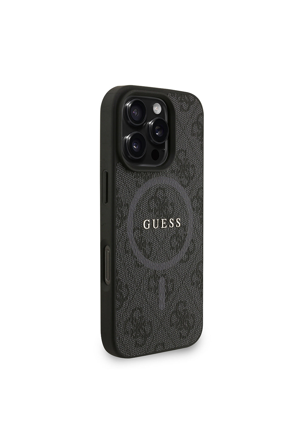 Apple iPhone 16 Pro Kılıf Guess Orijinal Lisanslı Manyetik Şarj Uyumlu PU Deri Bilek Askı İpli Yazı Logolu Kapak