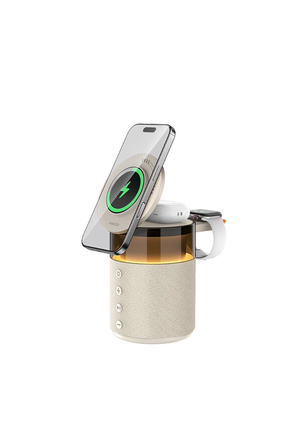 Recci RCW-51 Kablosuz Şarj Standı Ambiyans Işıklı Bluetooth Speaker Hoparlör Özellikli