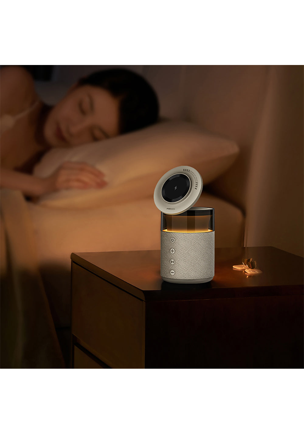 Recci RCW-51 Kablosuz Şarj Standı Ambiyans Işıklı Bluetooth Speaker Hoparlör Özellikli