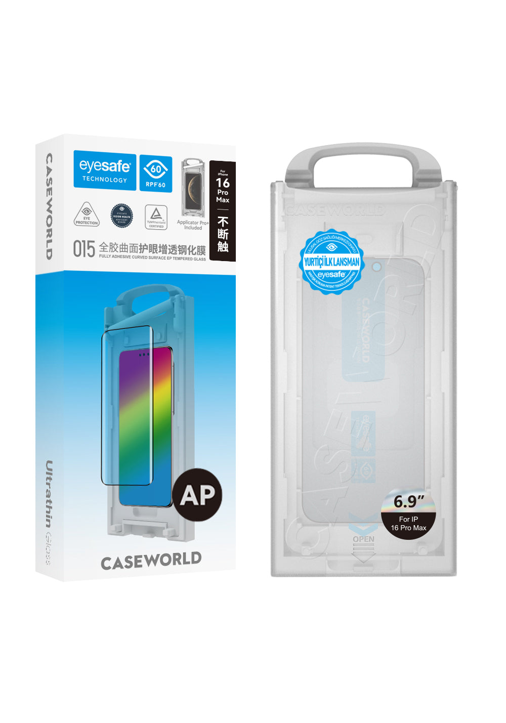 Apple iPhone 16 Pro Max CaseWorld Armor Serisi 0.15mm Eyesafe Teknolojili Cam Ekran Koruyucu