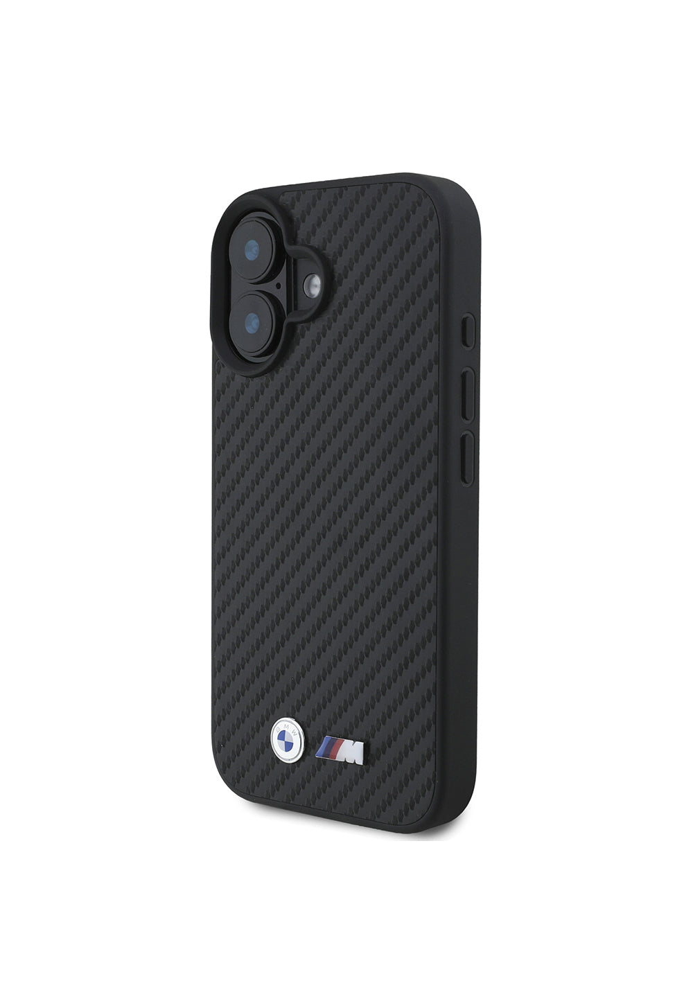 Apple iPhone 16 Kılıf BMW Orijinal Lisanslı Karbon Fiber Tasarımlı ve Metal Logolu PU Deri Kapak