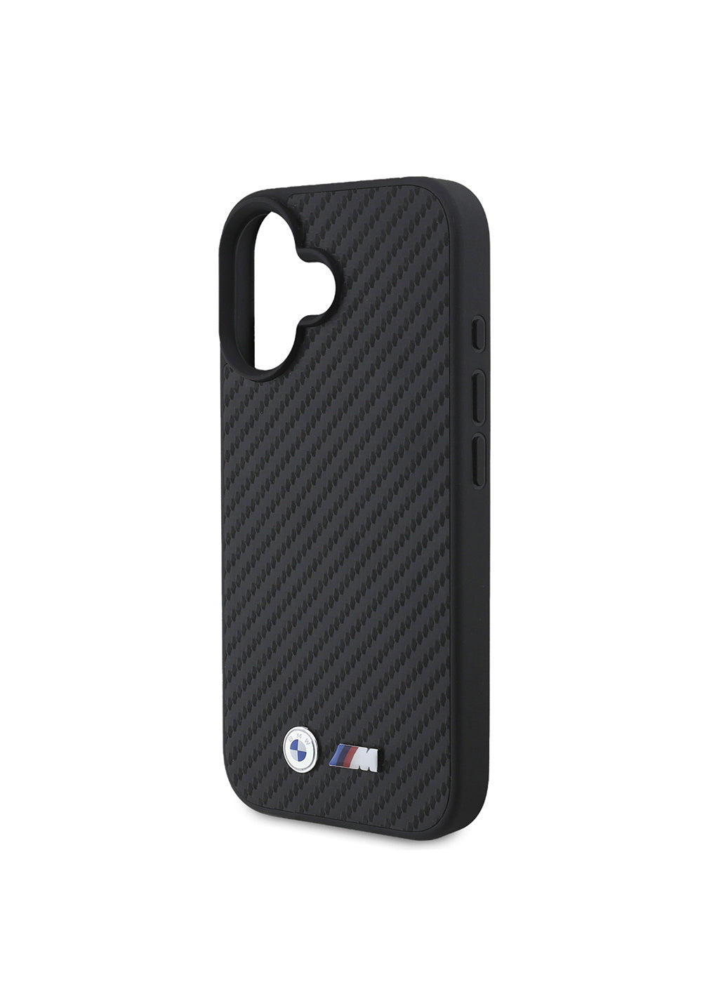 Apple iPhone 16 Kılıf BMW Orijinal Lisanslı Karbon Fiber Tasarımlı ve Metal Logolu PU Deri Kapak