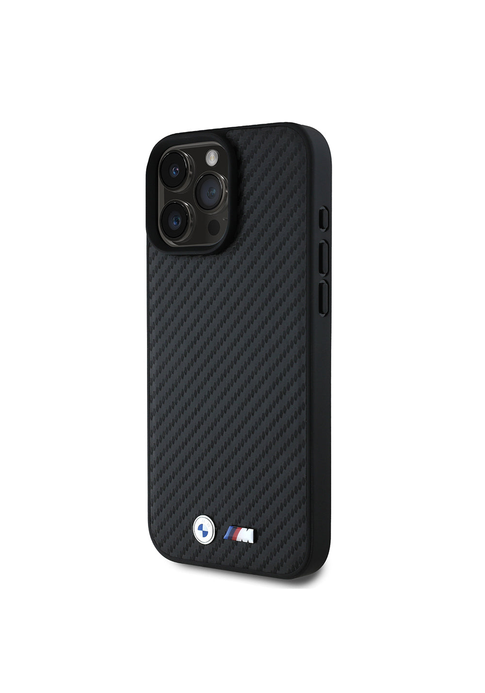 Apple iPhone 16 Pro Max Kılıf BMW Orijinal Lisanslı Karbon Fiber Tasarımlı ve Metal Logolu PU Deri Kapak