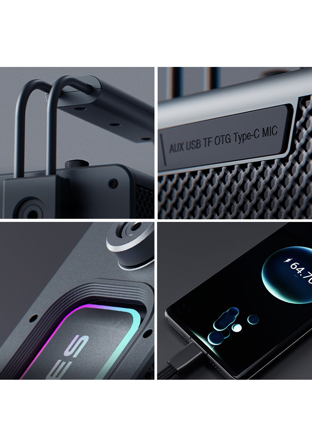 Lenyes Titan 1 Serisi RGB Işıklı Çift Mikrofonlu Bluetooth Speaker Hoparlör v5.3 5000mAh