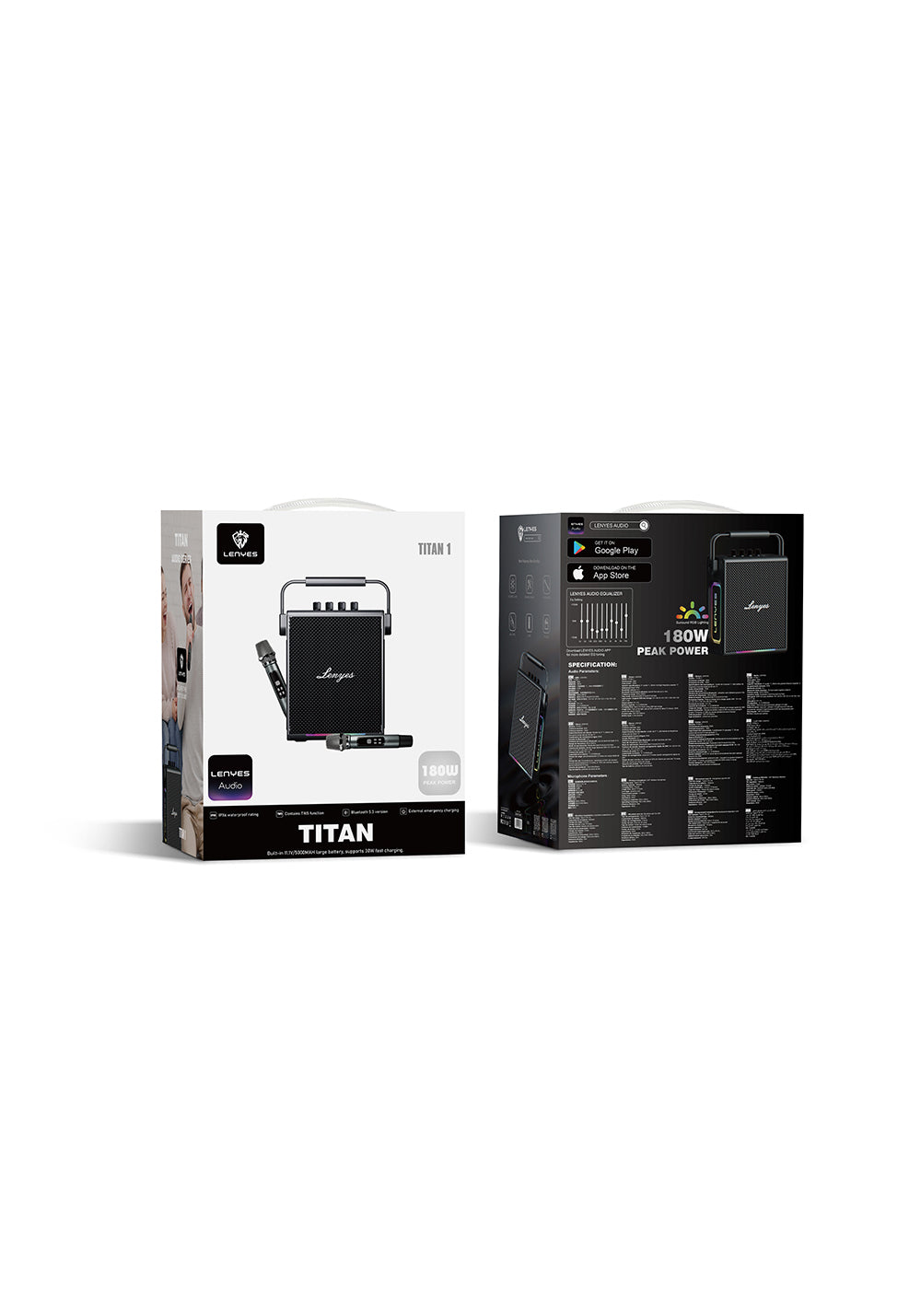 Lenyes Titan 1 Serisi RGB Işıklı Çift Mikrofonlu Bluetooth Speaker Hoparlör v5.3 5000mAh