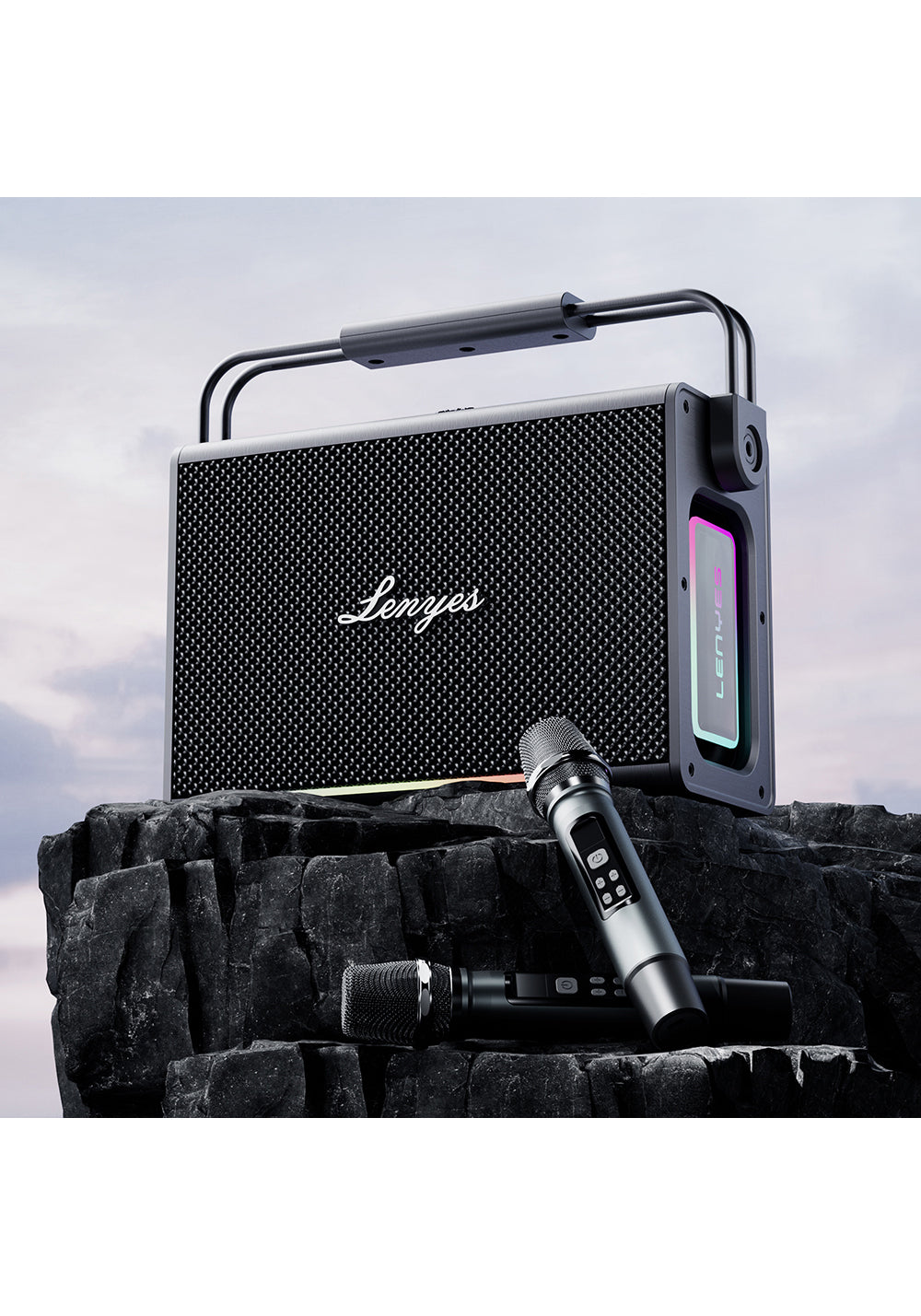 Lenyes Titan 2 Serisi RGB Işıklı Çİft Mikrofonlu Taşınabilir TWS Bluetooth Speaker Hoparlör v5.3 5000mAh