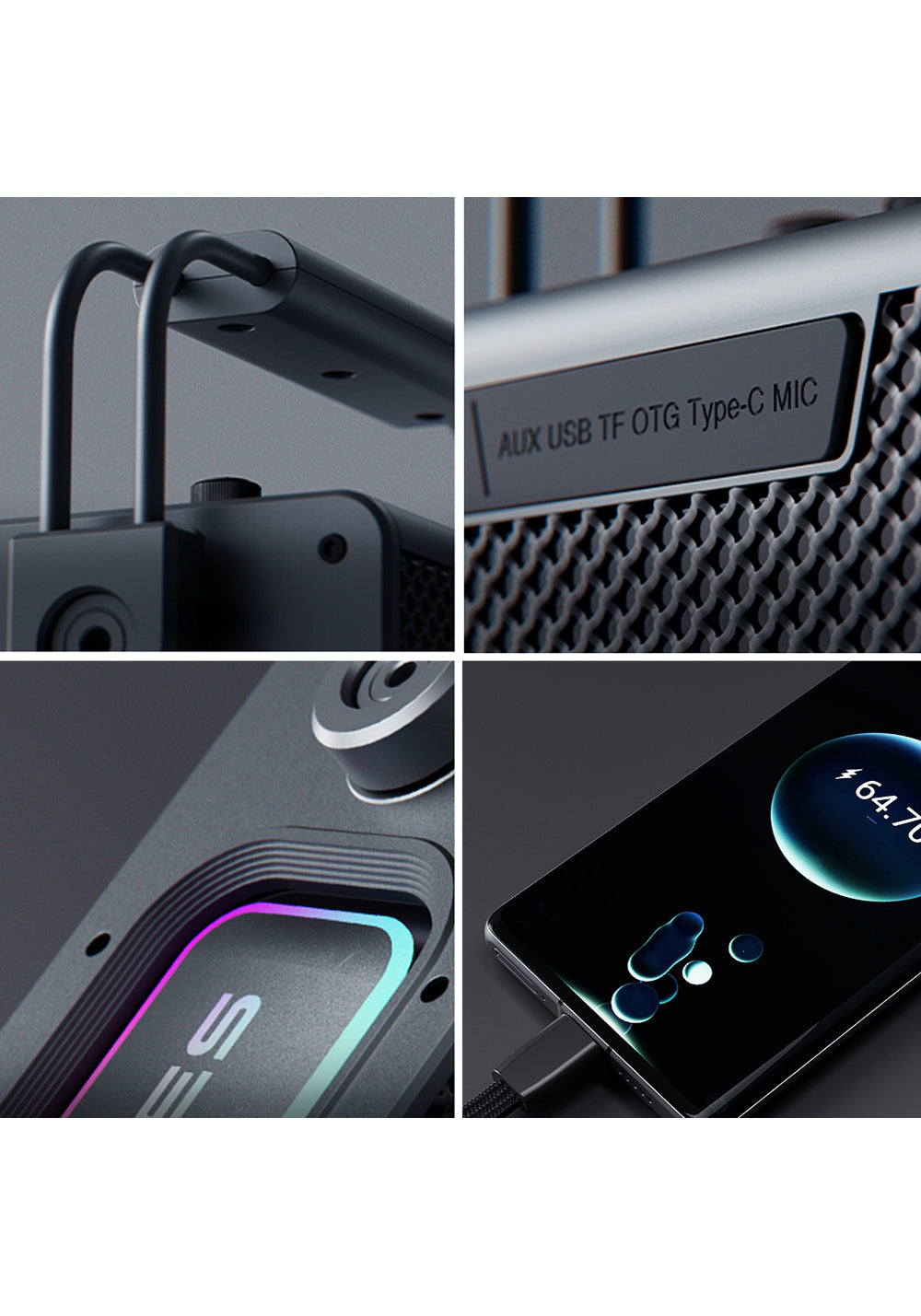 Lenyes Titan 2 Serisi RGB Işıklı Çİft Mikrofonlu Taşınabilir TWS Bluetooth Speaker Hoparlör v5.3 5000mAh