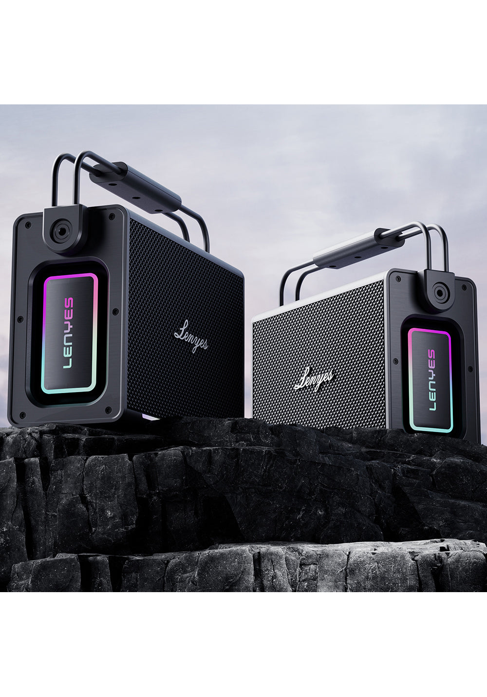 Lenyes Titan 2 Serisi RGB Işıklı Çİft Mikrofonlu Taşınabilir TWS Bluetooth Speaker Hoparlör v5.3 5000mAh