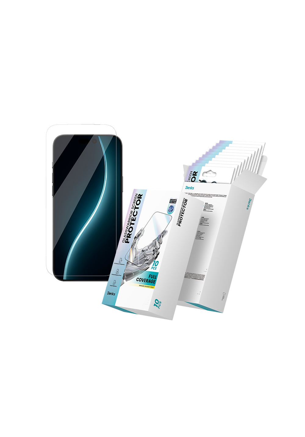 Apple iPhone 17 Air Benks Glass Warrior Safir Coating 0.3mm Cam Ekran Koruyucu 10'lu Paket