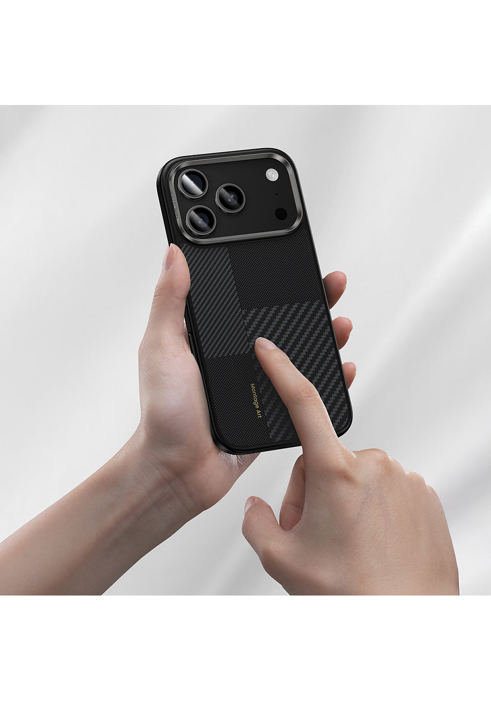 Apple iPhone 17 Pro Kılıf Manyetik Şarj Uyumlu Karbon Fiber Benks Montage Hybrid ArmorPro Kevlar Kapak