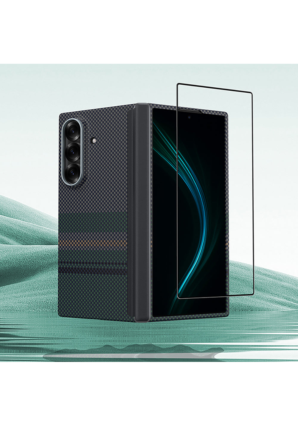 Galaxy Z Fold 7 Benks ArmorAir Aurora Grand Combo Üçlü Aksesuar Seti (Ön Arka Kevlar Karbon Kapak + Ekran Koruyucu)