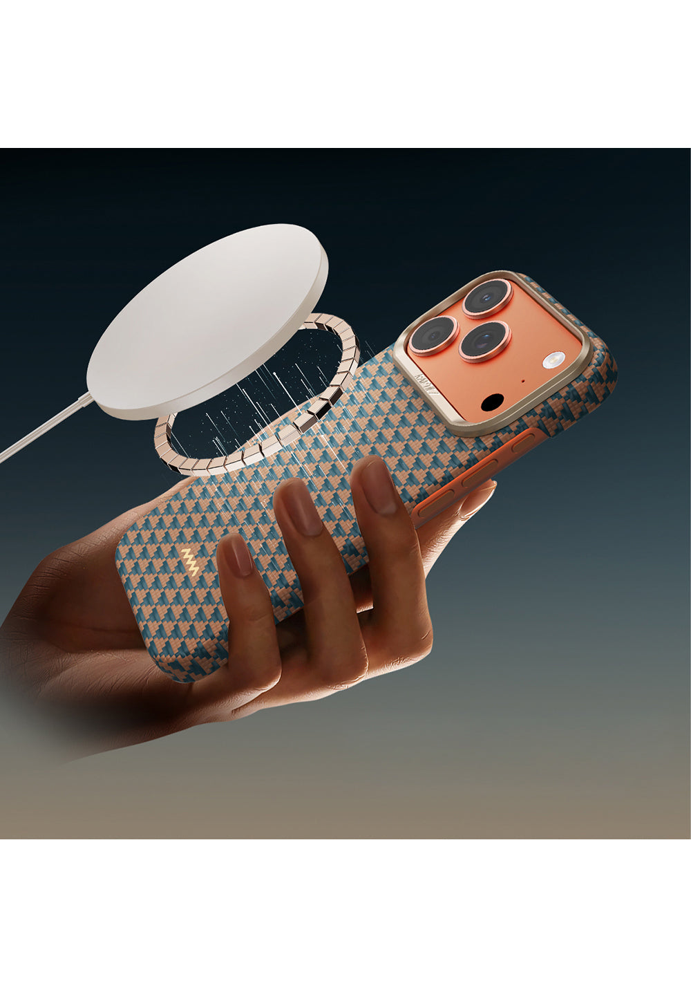 Apple iPhone 17 Pro Max Kılıf Manyetik Şarj Uyumlu Raptic Aramid Skin Origin Serisi Karbon Kapak