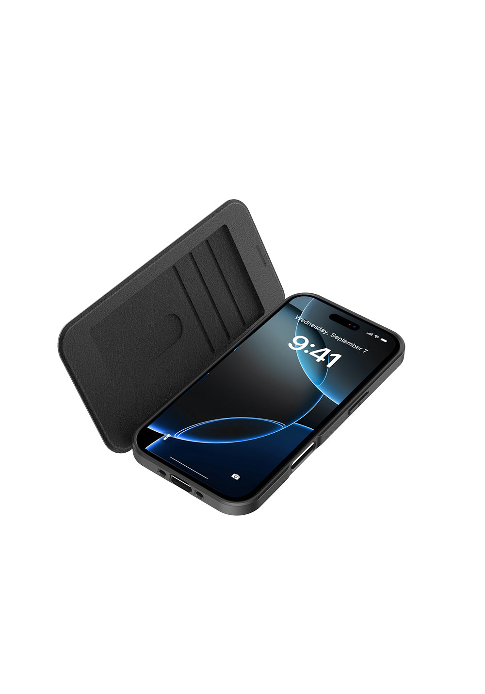 Apple iPhone 17 Air Kılıf M-Safe Şarj Özellikli Raptic Air Folio Şeffaf Kartlıklı Kapaklı Kılıf
