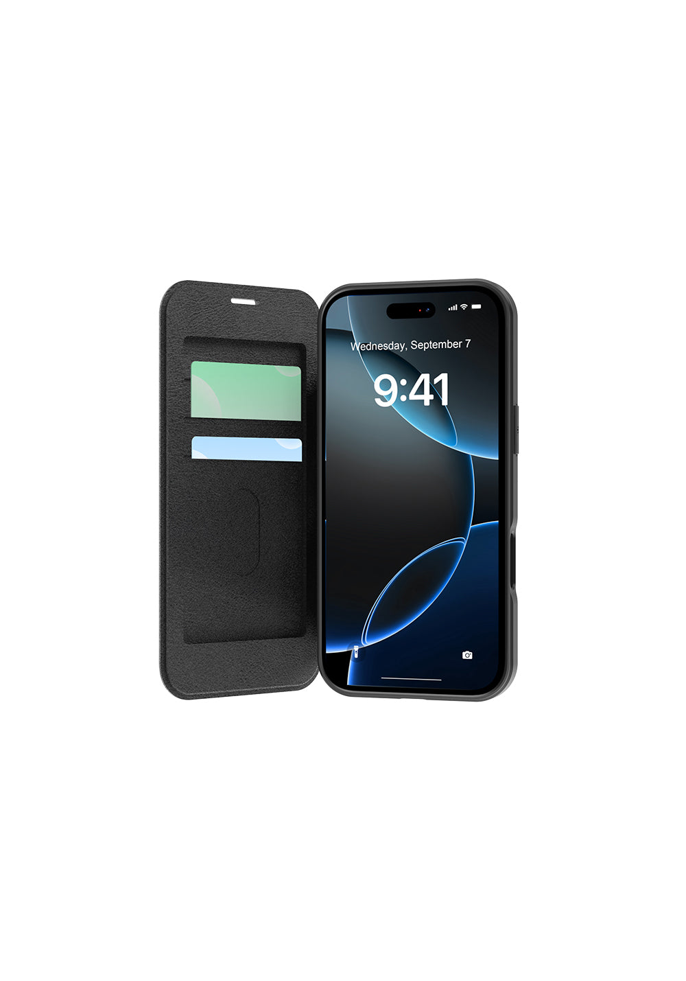 Apple iPhone 17 Pro Max Kılıf M-Safe Şarj Özellikli Raptic Air Folio Şeffaf Kartlıklı Kapaklı Kılıf