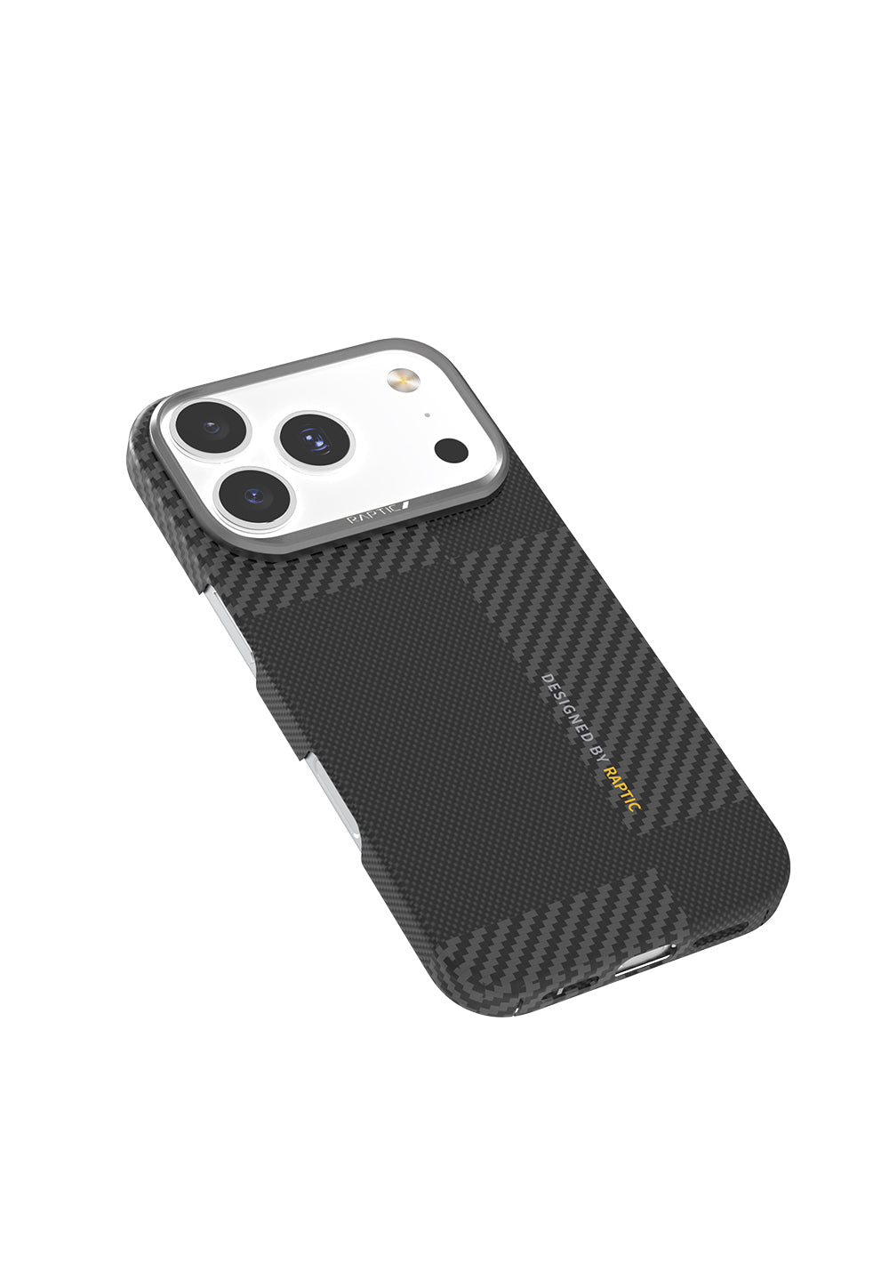 Apple iPhone 17 Pro Max Kılıf Manyetik Şarj Uyumlu 600D Metal Kamera Çerçeveli Raptic Aramid Karbon Fiber Geotik Serisi Kapak