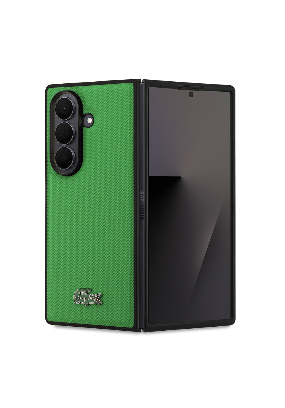 Galaxy Z Fold 7 Kılıf Lacoste Orijinal Lisanslı Manyetik Şarj Uyumlu Pike Desenli Arka Yüzey İkonik Timsah Metal Logolu Kapak