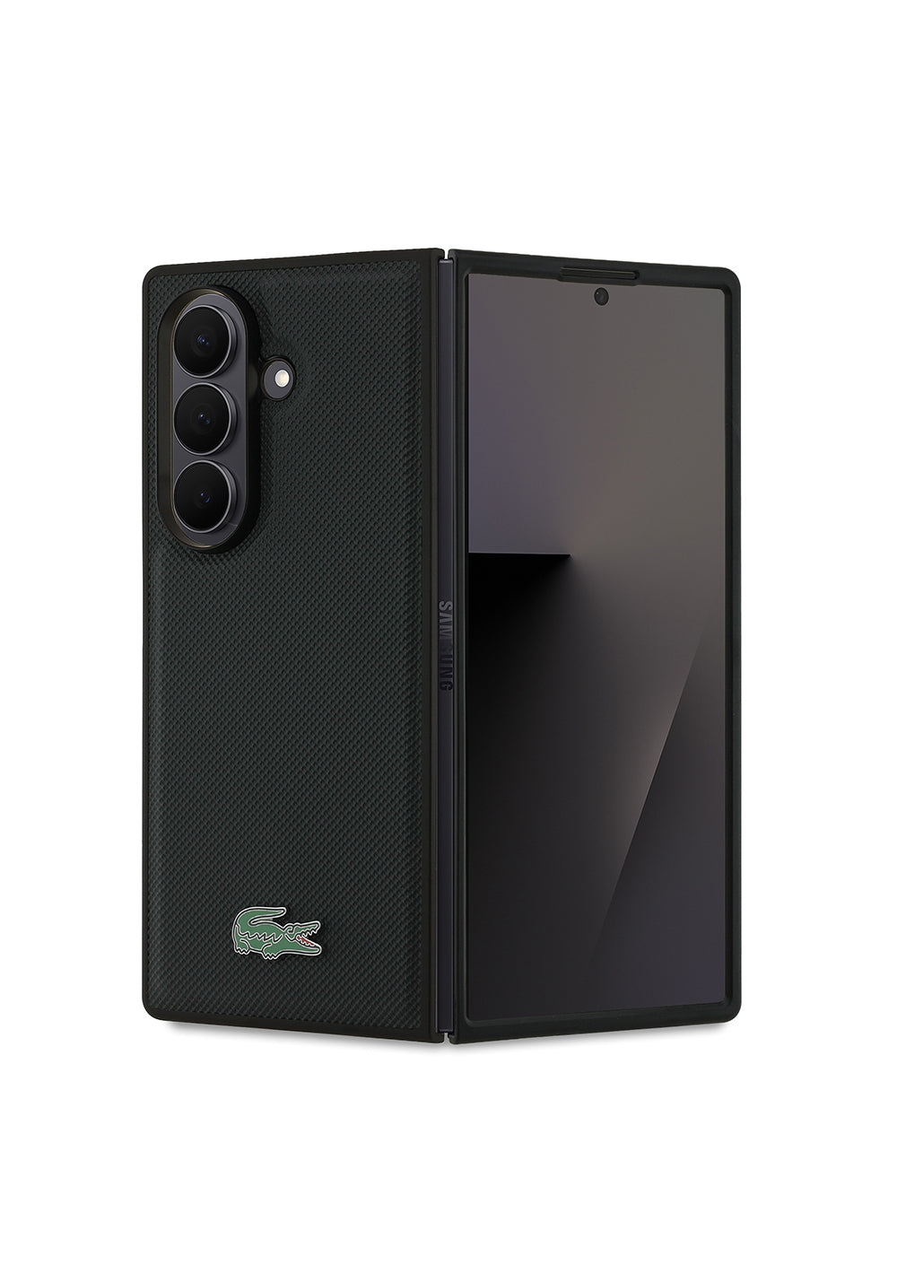 Galaxy Z Fold 7 Kılıf Lacoste Orijinal Lisanslı Manyetik Şarj Uyumlu Pike Desenli Arka Yüzey İkonik Timsah Metal Logolu Kapak