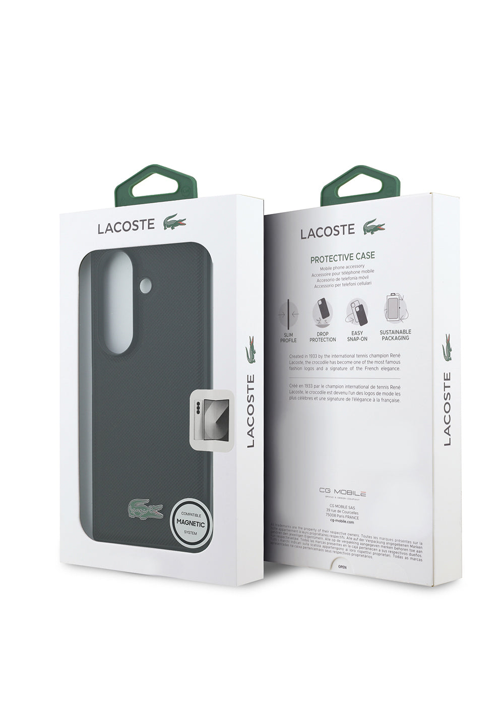 Galaxy Z Fold 7 Kılıf Lacoste Orijinal Lisanslı Manyetik Şarj Uyumlu Pike Desenli Arka Yüzey İkonik Timsah Metal Logolu Kapak